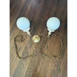 ✨ Vintage 1970s Double Globe Swag Lamp Light Fixture – Mid-Century Lighting ✨